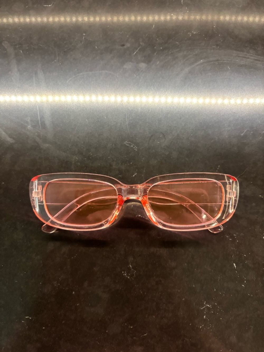 Transparent Pink Rectangular Sunglasses - Picture 3 of 4